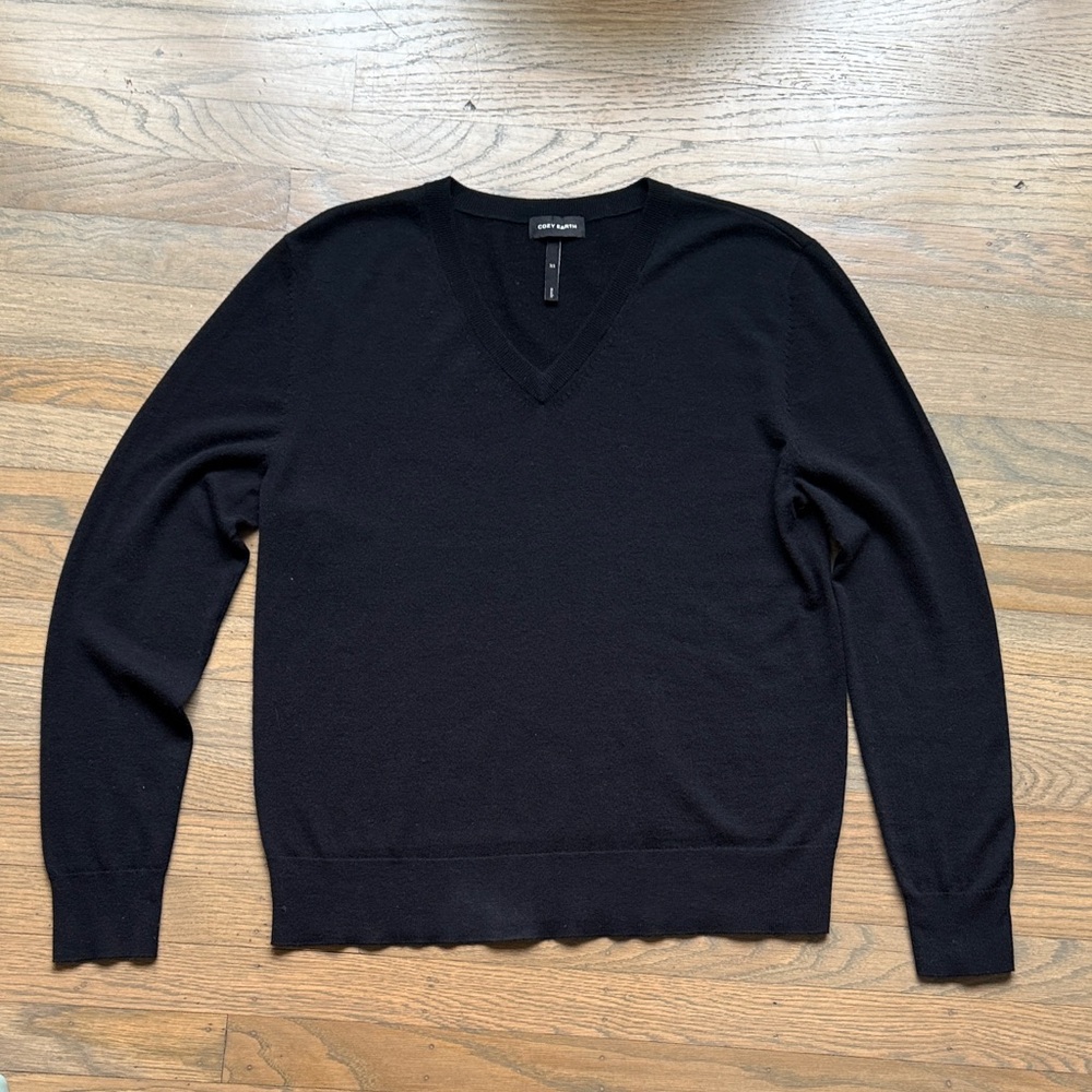 Cozy Earth Women’s Mercerized Wool V-Neck Sweater - Black - Size XS